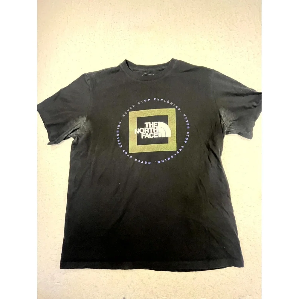 The North Face Exploration Without Compromise T Shirt Mens Medium Black Geo NSE